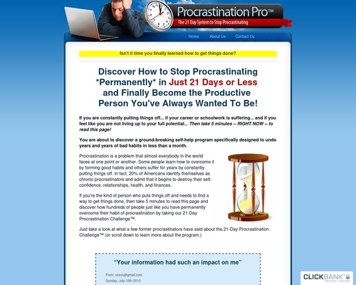 Procrastination Pro (tm) - Top Procrastination Offer On Cb!