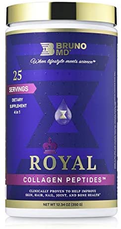 Bruno MD Royal Collagen Peptides, Clinically proven, Dietary Supplement, Improves Skin, European Sourced, Improves the Look of Hair and Nails, Blended with Vitamin C, Natural Bone and Joint Supplement