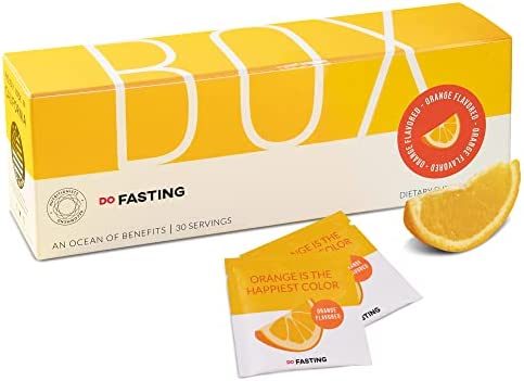 DoFasting - Essential Fiber Supplement Box, Cellulose Powder and Konjac Root Glucomannan Fiber Supplement for Intermittent Fasting, Vegan and Gluten-Free, Orange Flavor, 30 Pieces