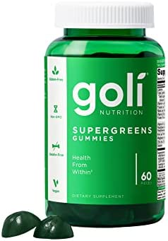 GOLI SUPERGREENS Vitamin Gummy - 60 Count - with Essential Vitamins and Minerals. Health from Within. (Plant-Based, Vegan, Gluten-Free & Gelatin Free).