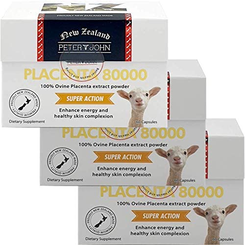 Ovine Placenta 80000 60Capsules Made in New Zealand Sheep_Placenta Extract Nutritional Supplements (3 Pack)