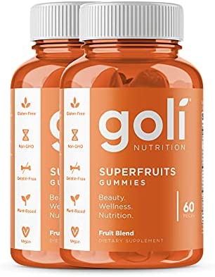 SUPERFRUITS Vitamin Gummy by Goli Nutrition - 120 ct - with Collagen-Enhancing Ingredients. Radiate. Rejuvenate. Refresh (Mixed Fruit, Vegan, Plant-Based, Non-GMO, Gluten-Free & Gelatin Free)