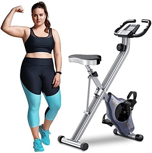 BCAN Folding Exercise Bike - Foldable Stationary Bike 330 LBS Weight Capacity, 8 Levels Magnetic Resistance for Home Gym