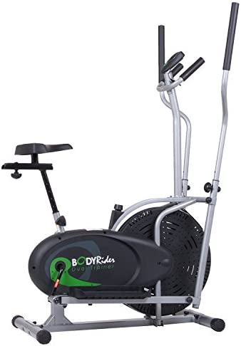 Body Rider Elliptical Machine and Stationary Bike with Seat and Easy Computer, Dual Trainer 2-in-1 Cardio Exercise Machine, Home Gym, Workout Equipment BRD2000, Black & grey, One Size