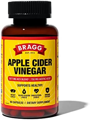 Bragg Apple Cider Vinegar Capsules - Vitamin D3 & Zinc - 750mg of Acetic Acid – Immune & Weight Management Support - Non-GMO, Vegan, Gluten Free, No Sugar (1)