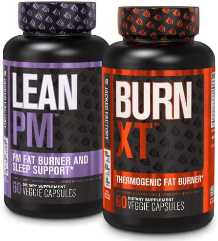 Burn XT Thermogenic Fat Burner & Lean PM Nighttime Weight Loss Supplement for Men & Women 60 Veggie Diet Pills