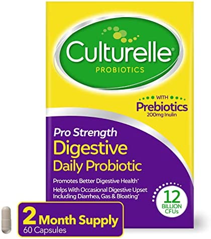 Culturelle Pro Strength Daily Probiotic, Digestive Health Capsules, Naturally Sourced Probiotic Strain Proven to Support Digestive and Immune Health, Gluten & Soy Free, Non-GMO, 60 Count