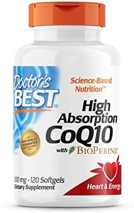 Doctor's Best High Absorption CoQ10 with BioPerine, Gluten Free, Naturally Fermented, Heart Health, Energy Production, 100 mg, 120 Count