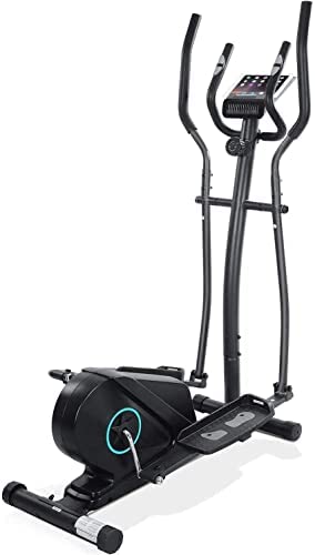 Elliptical Training Machine with LCD Monitor Exercise Fitness Bike Trainer Large Pedal Heartrate Detection, 8 Levels Magnetic Resistance - 330lbs Max Weight