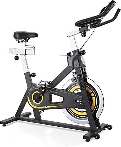 Exercise Bike Stationary Indoor Cycling Bike with LCD Monitor Comfortable Seat Cushion Magnetic Resistance and Adjustable Handlebars Seat for Home Gym Fitness Training