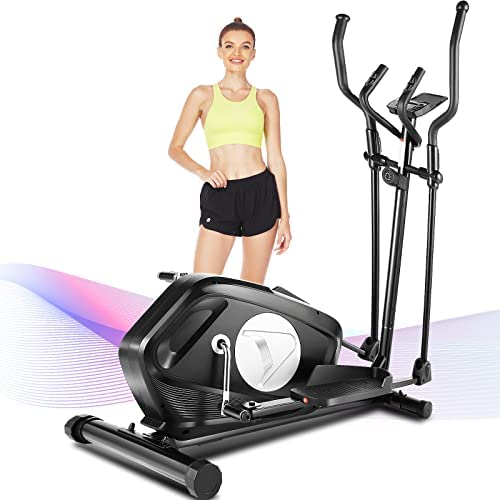 FUNMILY E970 Eliptical Machines, Magnetic Elliptical Trainers with Digital Monitor & Heart Rate Monitor, Cardio Training for Home Office, 390 LB Max Weight