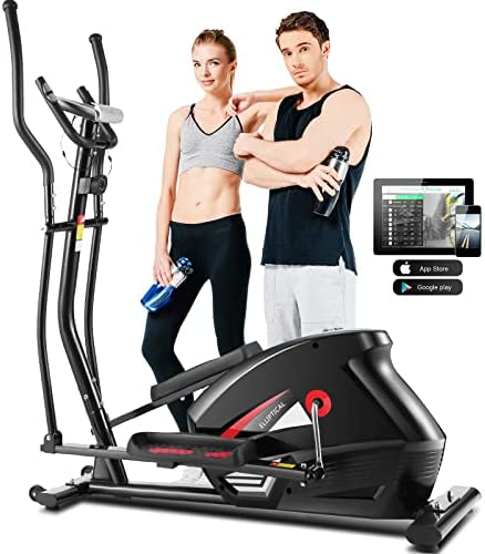 FUNMILY Elliptical Exercise Machine, Elliptical Machine for Home Use with LCD Monitor & Heart Rate Sensor, 10 Level Resistance Magnetic Elliptical Trainer Max 390 Lbs Weights Capacity