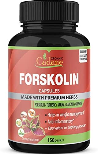 Forskolin Extract Capsules 5000mg, 5 Month Supply & Turmeric Curcumin, Arjuna, Garcinia Cambogia, Green Tea|Maximum Strength India Supplements|Support Nourishing Diet Coleus Forskohlii, Energy Booster