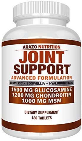 Glucosamine Chondroitin Turmeric Msm Boswellia - Joint Support Supplement for Relief 180 Tablets - Arazo Nutrition