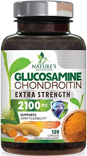 Glucosamine Chondroitin with Turmeric & MSM, Triple Strength Joint Comfort Support 2100mg - Dietary Supplement with Boswellia & Bromelain - 120 Capsules