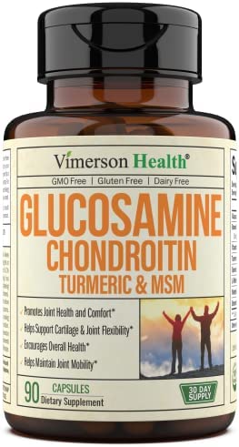 Glucosamine with Chondroitin Turmeric MSM Boswellia. Supports Occasional Joint Discomfort Relief. Helps Inflammatory Response, Antioxidant Properties. Supplement for Back, Knees, Hands. 90 Capsules