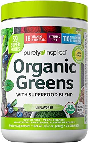 Greens Powder Smoothie Mix | Purely Inspired Organic Greens Powder Superfood | Super Greens Powder Organic | Fruit + Veggie Superfood Powder | Green Smoothie Powder, 24 Servings (Package May Vary)