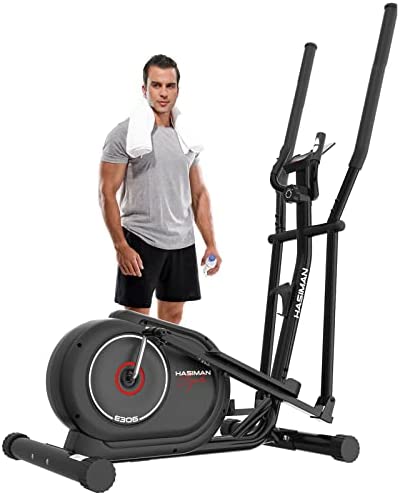 HASIMAN Elliptical Exercise Machine, Elliptical Machine for Home Use, Adjustable Magnetic Elliptical with Pulse Rate Grips and LCD Monitor, 350LB Weight Capacity