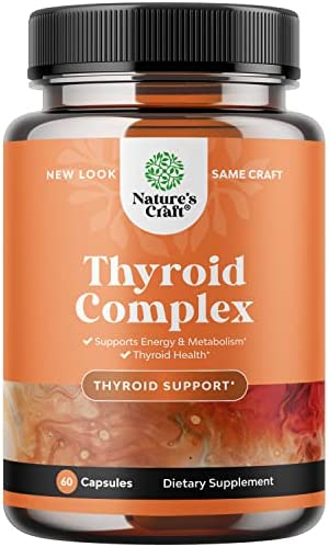 Herbal Thyroid Support Complex - Iodine Thyroid Supplement with L Tyrosine Bladderwrack Kelp Selenium and Ashwagandha - Mood Enhancer Energy Supplement for Thyroid Health - 60 Capsules