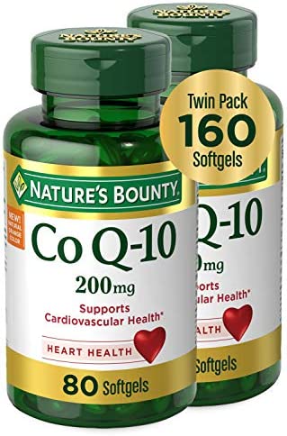 Nature’s Bounty CoQ10 200 mg Softgels, Heart Health & Cellular Energy Support, Twin Pack, 160 Rapid Release Softgels