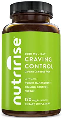 NutriRise Pure Garcinia Cambogia Extract - Craving Control - 120ct - with 80% HCA: Supports Weight Management, Appetite Control, Energy Metabolism & Carb Blocker Supplement for Men & Women