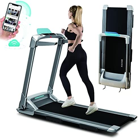 OVICX Q2S Folding Portable Treadmill Compact Walking Running Machine for Home Gym Workout Electric Foldable Treadmills with LED Display Phone Holder for Small Spaces 3.0HP Weight Capacity 300 lbs