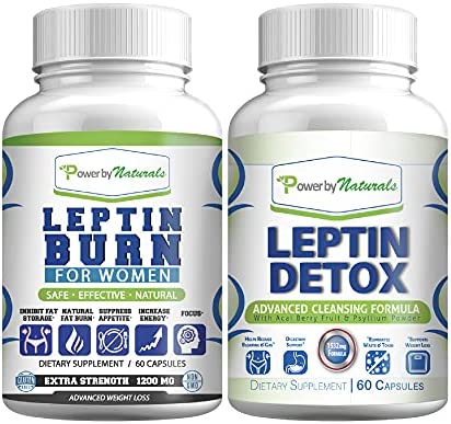 Power By Naturals Leptin Detox & Leptin Burn Supplements | Natural Weight Loss, Appetite Suppressant, Metabolism Booster & Digestive Support | Thermogenic Fat Burner | 1 Month Supply