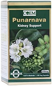 Punarnava Kidney Support Nutritional Supplement 350 mg 180 Capsule Bottle