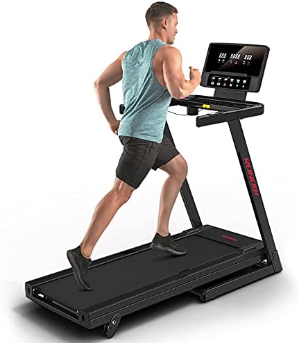 RUNOW Folding Treadmill with Incline for Home/Apartment, Electric Running Machine, Treadmill with LCD Monitor Running Walking Jogging Exercise Fitness Machine