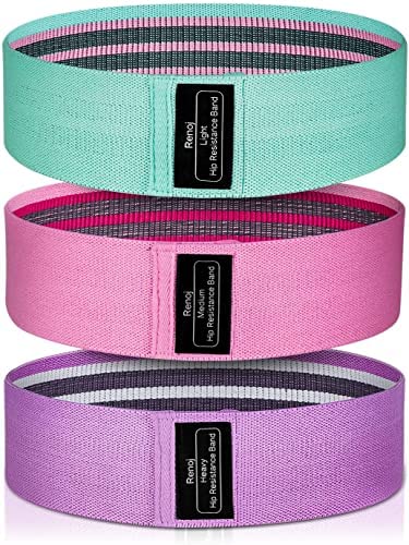 Renoj Resistance Bands for Working Out, Women Exercise Bands for Legs and Glutes, 3 Resistance Level, Fabric Material, Easy to Carry, Packs of 3 Booty Bands