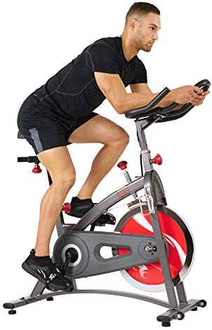 Sunny Health & Fitness Indoor Cycling Exercise Bike with LCD Monitor, 40 lb chrome Flywheel, 265 lb Max Weight - SF-B1423/C