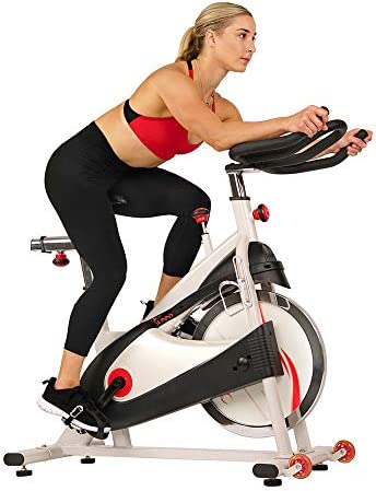 Sunny Health & Fitness Premium Indoor Cycling Exercise Bike with Clip-In Pedals - SF-B1509/C