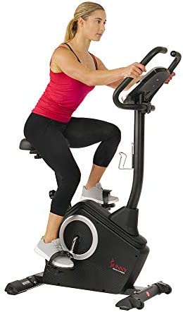 Sunny Health & Fitness Upright Exercise Bike with Electromagnetic Resistance, Programmable Monitor and Pulse Rate Monitoring - SF-B2883