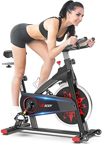 VIGBODY Exercise Bike Indoor Cycling Bike Adjustable Stationary Bicycle for Home Gym Workout Cardio Bikes Upright Bike