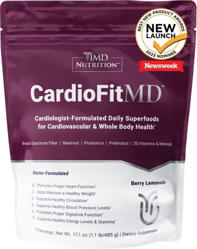 1MD Nutrition CardioFitMD - Vegan Beets Superfood Keto-Friendly Heart Health Powder - High Fiber Nutritional Supplement Drink - 30 Servings