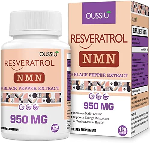 99% Ultra Purity Sublingual NMN 500mg for Boost NAD+ Potent Antioxidant, Sublingual NMN Trans-Resveratrol Supplement Organic 900mg , 120 Count（ Pack of 1）