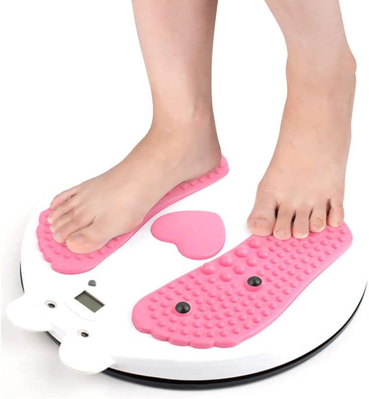 AGGICE Waist Twister Board for Exercise Waist, Intelligent Magnetic Massage Waist Disc with Counting Display Load Bearing Pressure Rotating Board Pink