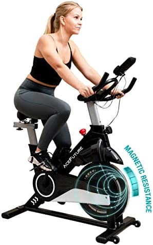 AceFuture Slim Indoor Cycling Bike with Silent Magnetic Resistance, Stationary Exercise Bikes for Home Workouts, Cycle Bike for Home Cardio Training, Fitness Bicycle with Hand Pulse and Tablet/Water Bottle Holder