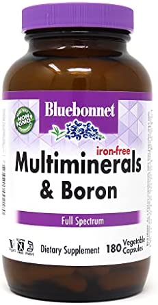 BlueBonnet Multi Minerals Plus Boron No Iron Vegetarian Capsules, 180 Count