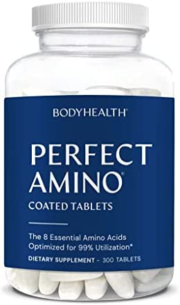 BodyHealth PerfectAmino (300 Ct) Easy to Swallow Tablets, Essential Amino Acids Supplement with BCAAs, Vegan Protein for Pre/Post Workout & Muscle Recovery with Lysine, Tryptophan, Leucine, Methionine