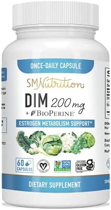 DIM Supplement 200 mg | Estrogen Balance for Women & Men | Estrogen Metabolism, Hormonal Acne Supplements, Menopause Support, & Hormone Balance for Weight Loss by SM Nutrition | Vegan, Soy Free