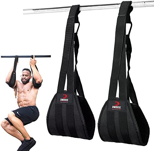 DMoose Hanging Ab Straps for Pull Up Bar & Abdominal Muscle Building, Rip Resistant and Padded Arm Support for Ab Workout, Ab Sling Straps for Knee and Leg Raises, Pull Up Straps for Men and Women