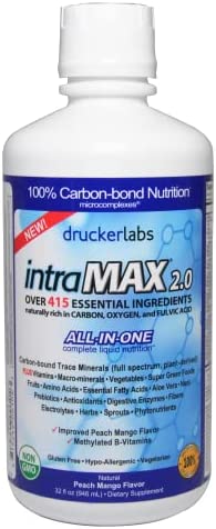 DRUCKER Labs - IntraMAX 2.0 - Organic Liquid Trace Minerals, Multivitamin and Multi-Nutritional Dietary Supplement (32 Ounces / 946 Milliliters, Peach Mango Flavor)