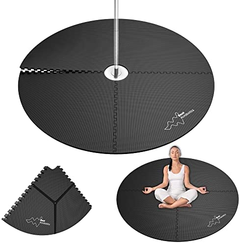 Dancing Pole Crash Mat Pole Fitness Exercise Mat Workout Gym Mat | Extra Thick 15mm | Huge 5.9' Diameter | Exercise Floor Mat Dancing Pole For Home Yoga Pilates Gymnastics | Interlocking EVA Safety