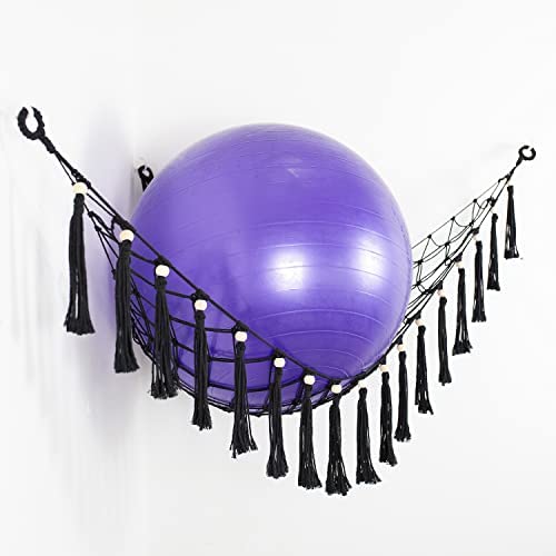 Diocos Exercise Ball Holder Yoga Ball Rack Corner Hanging Storage Net or Hammock for Fitness Ball Balance Ball Organizer Pregnancy Stability Ball Swiss Balance Ball for Yoga Studio and Gym