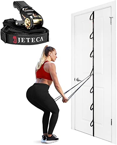 Door Anchor Strap for Resistance Bands - Heavy-Duty Multi-Loop Resistance Band Door Anchor Strap - Up to 9 Anchor Points, Portable Door Exercise Equipment for Home Workouts, Fits 6-8 ft Doors, Jeteca