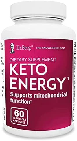 Dr. Berg's Keto Energy - Enhanced Mitochondrial Support, Nutritional Energy Supplement with Vitamins & Minerals, Alpha Lipoic Acid, Food-Based Ingredients - Keto Diet Perfect (60 Vegetarian Capsules)