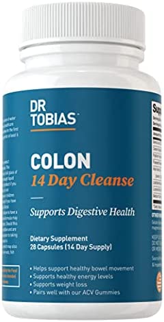 Dr. Tobias Colon 14 Day Cleanse, Supports Healthy Bowel Movements, Colon Cleanse Detox, Advanced Cleansing Formula with Fiber, Herbs & Probiotics, Non-GMO, 28 Capsules (1-2 Daily)