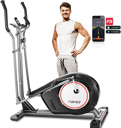 FUNMILY Elliptical Machine for Home, APP Elliptical Trainer Machine with 8 Level, Magnetic Elliptical Training Machine with LCD Monitor and Pulse Sensors Max Capacity 390lbs