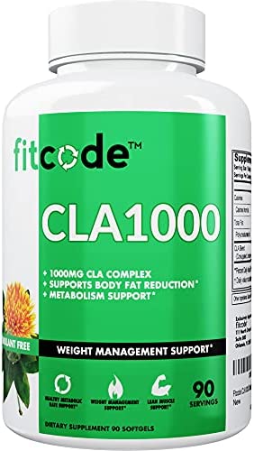 Fitcode CLA1000 Conjugated Linoleic Acid, Soft Gel, Stimulant Free Weight Loss Supplement (90 Servings)